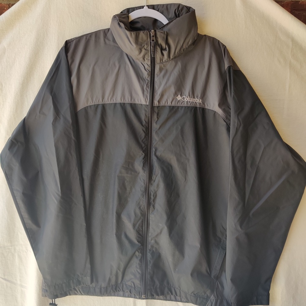 Columbia Men's Glennaker Lake  Rain Jacket Size Large Packable Hood Black Gray